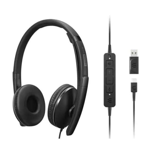 Headset Usb-c Lenovo Anc  Microfono Cancelacion De Ruido Activa, Con  Adaptador Usb-a