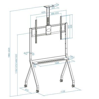 Soporte de Suelo con Ruedas TooQ FS20208M-B para TV de 55-100'/