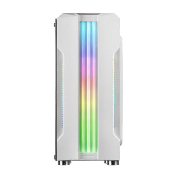 Caja Atx Semitorre Gaming Mars Gaming Mck White Frontal Con Triple Franja Led Rgb Y Ventilador Trase