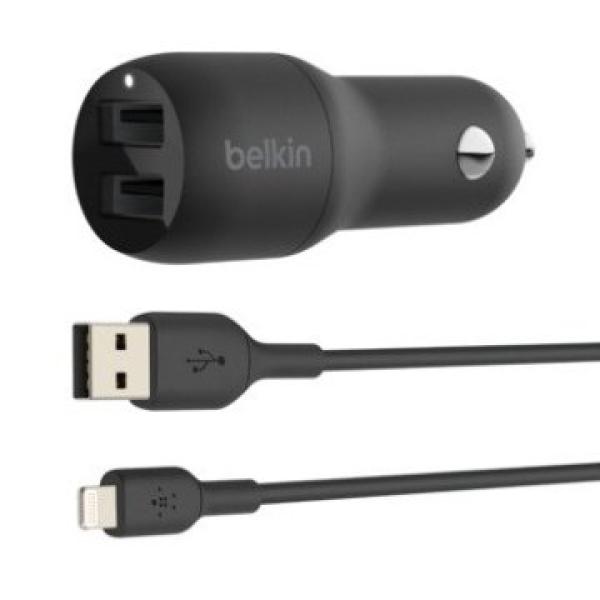 Cargador De Coche Belkin Ccb001btbk Doble Usb-a 24w (12w X2) Color Negro