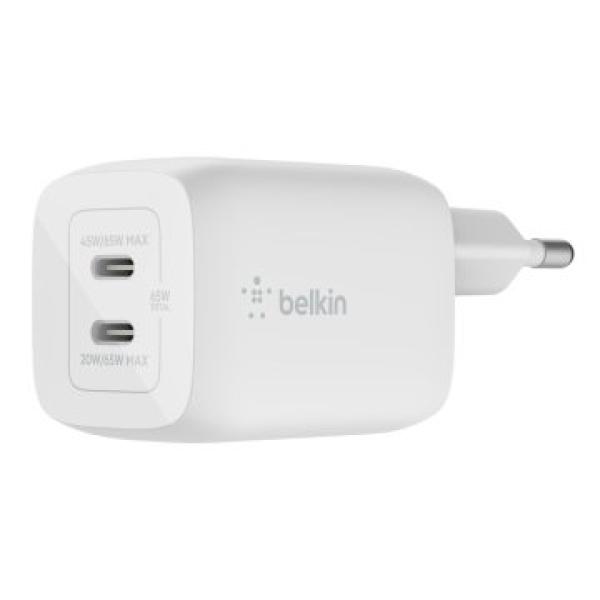 Cargador De Pared Belkin Wch013vfwh Doble Usb-c Gan Boost Charge Pro 65w (45w+20w)