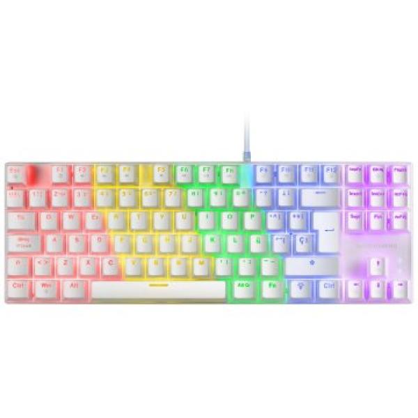 Teclado Mecanico Compackto Tkl Mars Gaming Mk80 White Iluminacion 12efectos Switch Marron Rgb Pr De