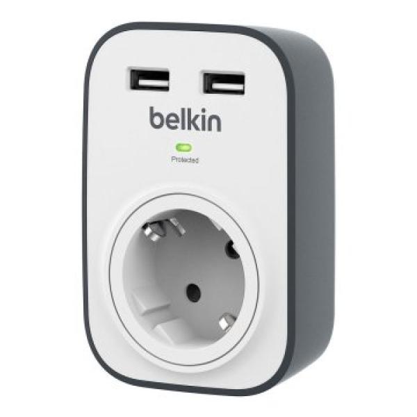 Regleta Alimentacion Belkin Bsv103vf De Proteccion Contra Sobretensiones 1 Toma + 2 Usb-a