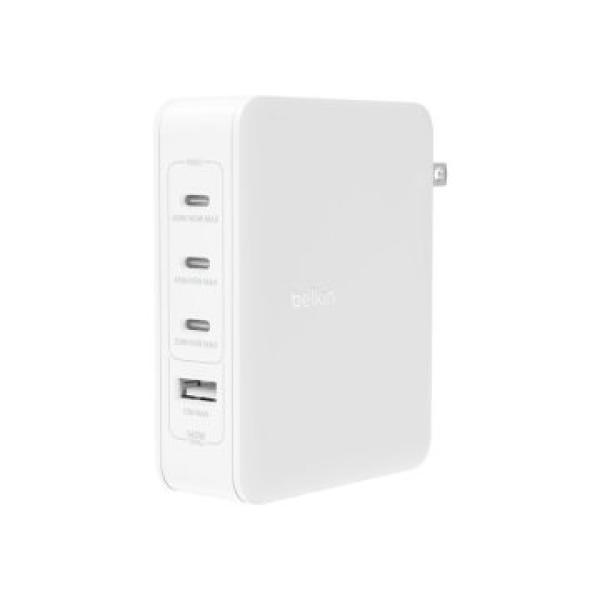 Cargador De Pared Belkin Wch014btwh 3xusb-c 1xusb-a Gan Boost Charge 140w Blanco