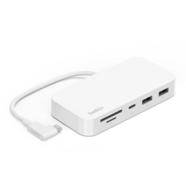 Hub Usb-c Belkin Inc011btwh A 2xusb-a 1xusb-c 1xgb Rj45 1xlector Sd/microsd Con Soporte De Montaje