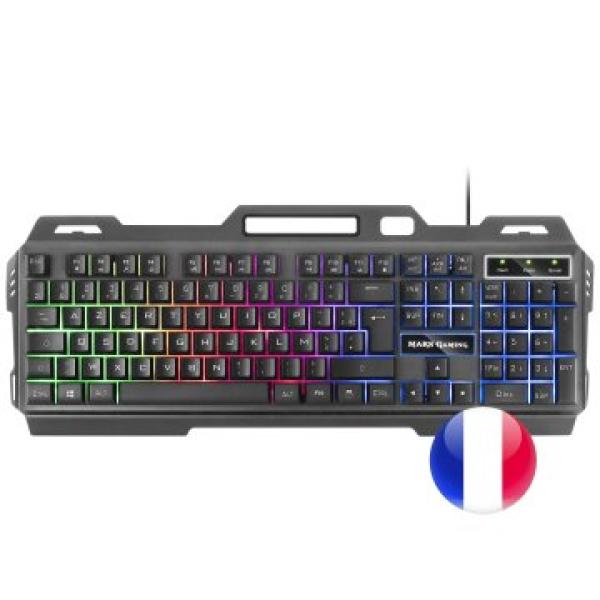 Teclado Mars Gaming Mk120 En Frances Black Anti-ghosting Iluminacion Frgb Acabado En Aluminio De Alta Calidad