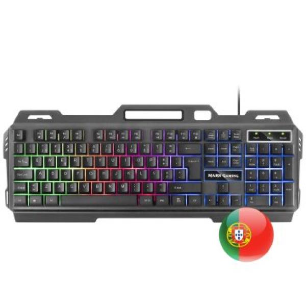 Teclado Mars Gaming Mk120 En Portugues Black Anti-ghosting Iluminacion Frgb Acabado En Aluminio De Alta Calidad