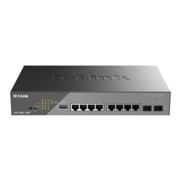 Switch Gestionable D-link Dss-200g-10mp/e Poe+ Poe++ 90w 8x10/100/1000 Mbps + 2g Sfp (onvif - Vlan - Erps - Port Trunking )