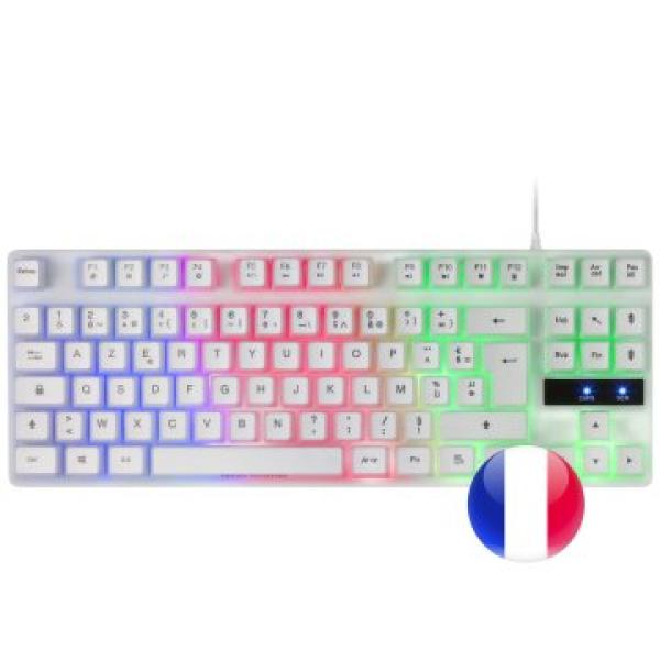 Teclado Mars Gaming Mk02 White Idioma Frances Tamaño Compacto Tkl Switch Hibrido H-mech Iluminacion Frgb