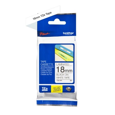 Cinta Laminada Original Brother TZe-241/ Blanco