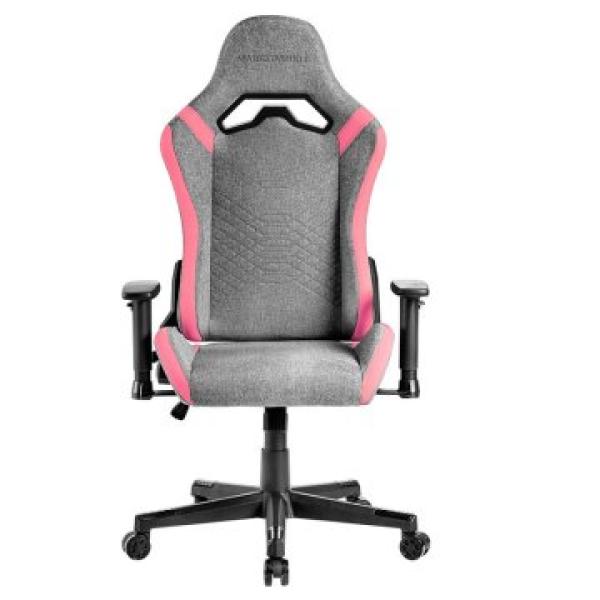 Silla Gamer Mars Gaming Mgcprofpk Gris Con Detalles Rosas Brazos Regulables En Altura Reclinable 135