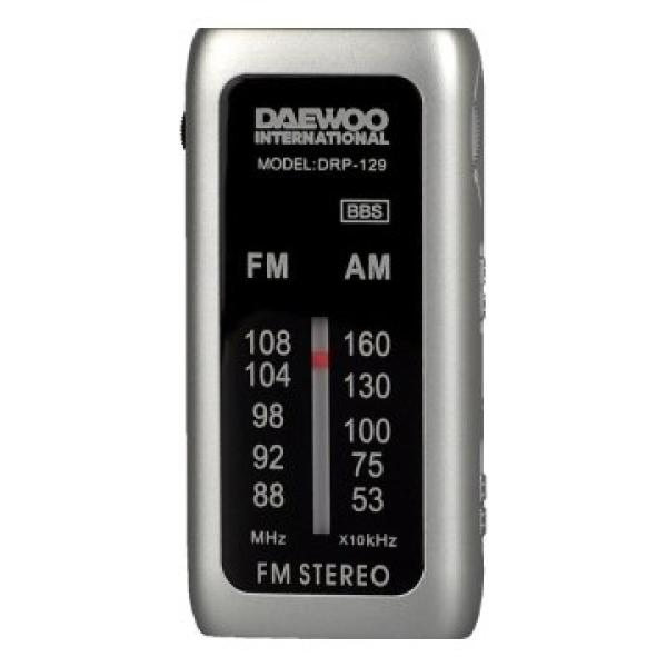 Radio Analogica Mini Daewo Dw1129 Am/fm Entrada Jack 3.5mm Funciona Con Pilas Incluye Auriculares Color Plata