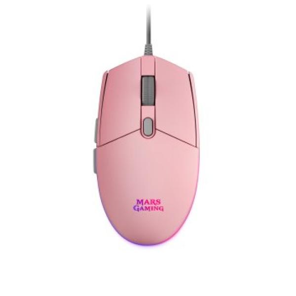 Mouse Mars Gaming Rgb Mmg Pink 3200dpi 6 Botones Iluminacion Flow Switches Huano