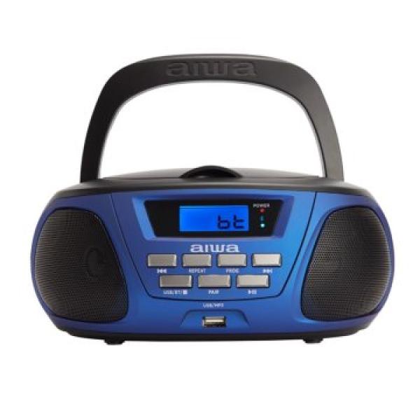 Radio Cd Bluetooth Portable Aiwa Boombox Bbtu-300 Blue 5w Rms Bt Radio Fm Mp3 Y Usb