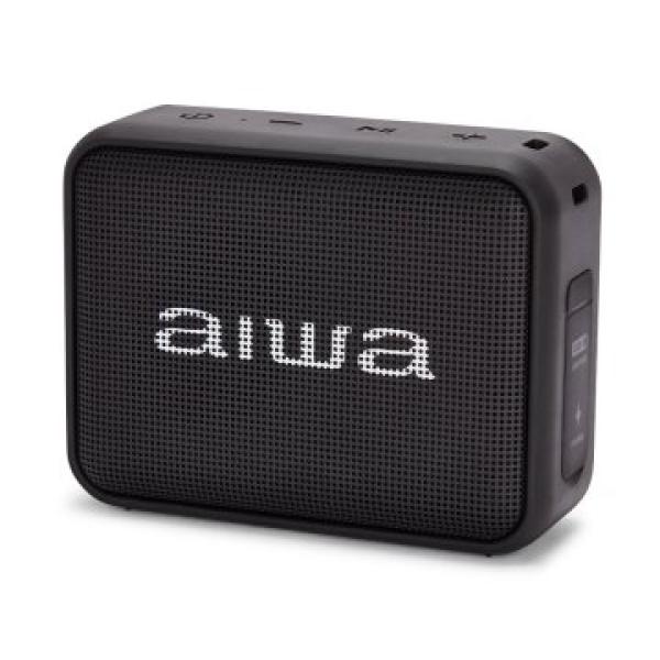 Altavoz Bluetooth Portable Aiwa Bs-200 Black Bt 5.0 Tws Micro Integrado 6w Rms Ipx6 Lector Usb Radio Fm Bateria 2000mah