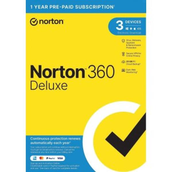 Norton 360 Deluxe 25gb Es 1 User 3 Device 12mo Tech Bench Esd