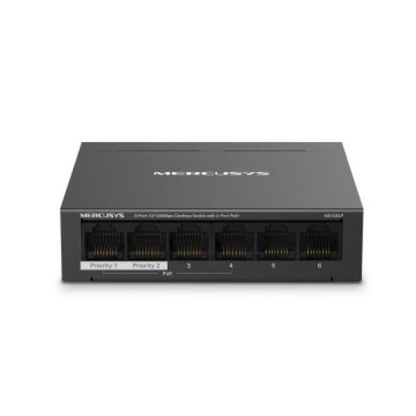 Switch Poe+ No Gestionable Mercusys Ms106lp 6p 10/100 Con 4p Poe+ 30w Ethernet Mini Desktop