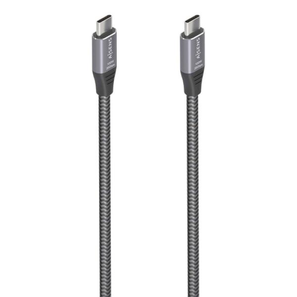 Cable USB 3.2 Tipo-C Aisens A107-0875/ USB Tipo-C Macho - USB Tipo-C Macho/ Hasta 100W/ 20Gbps/ 3m/ Gris