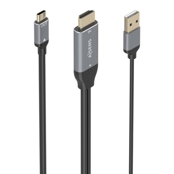 Cable Conversor Aisens A109-0871/ HDMI Macho/ USB Macho - USB Tipo-C Macho/ 1.8m/ Negro