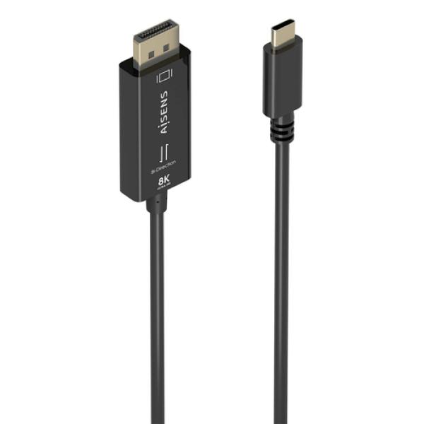 Cable Conversor Aisens A109-0879/ USB Tipo-C Macho - DisplayPort Macho/ 1.8m/ Negro