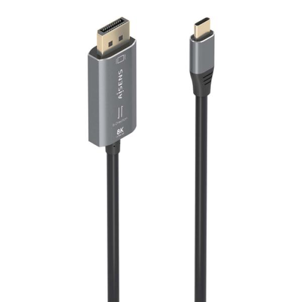 Cable Conversor Aisens A109-0880/ USB Tipo-C Macho - DisplayPort Macho/ 1.8m/ Negro