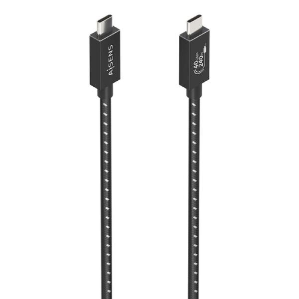 Cable USB 4.0 Tipo-C Aisens A107-0866/ USB Tipo-C Macho - USB Tipo-C Macho/ Hasta 240W/ 40Gbps/ 50cm/ Gris