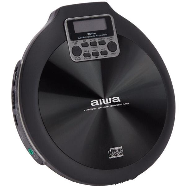 Cd Portatil Aiwa Pcd-810rd X-hyperbass System Lector Cd/cdr/mp3 Bateria Recargable Por Usb Color Negro