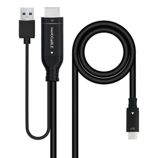 Nanocable conversor hdmi a usb-c m/m 1.8 m negro