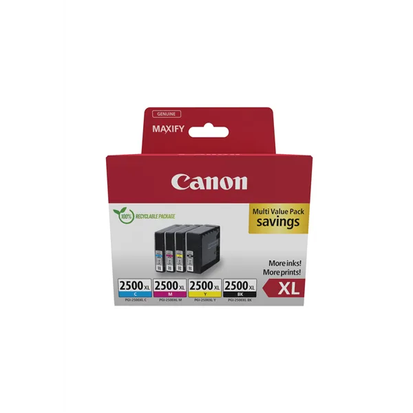 Cartucho de Tinta Original Canon PGI-2500 XL Multipack Alta Capacidad/ Cian/ Magenta/ Amarillo/ Negro