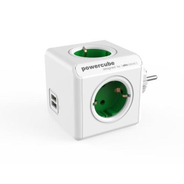 Powercube Original  2 Usb 5 Tomas De Corriente.  Regleta Color White/green