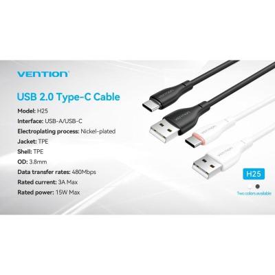 Cable USB Tipo-C Vention H25BF/ USB Tipo-C Macho - USB Macho/