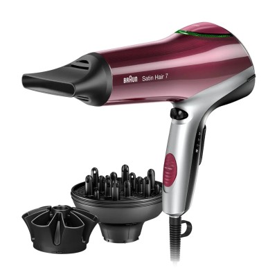 Secador Braun Satin Hair 7 HD770E/ 2200W/ Iónico/ Rojo y Plata