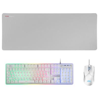 Pack Teclado Mouse Y Alfombrilla Mars Gaming Mcpx Frances White