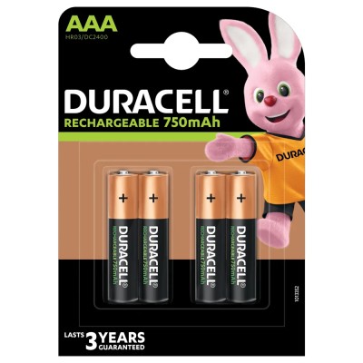 Pack de 4 Pilas AAA Duracell HR3-B/ 1.2V/ Recargables