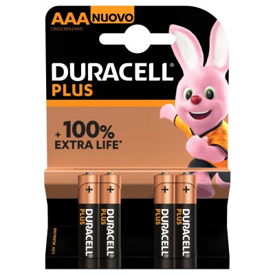 Pack de 4 Pilas AAA Duracell Plus MN2400/ 1.5V/ Alcalinas