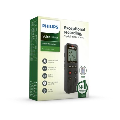 Grabadora de Voz Philips VoiceTracer DVT1160/ 8kHz/ Negro