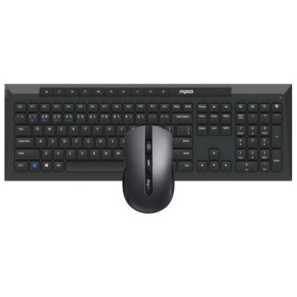 Pack Teclado Y Mouse Rapoo Wireless Y Bluetooth 9010m 2,4ghz Bt 4.0 Bt 5.0 1600dpi Ajustable Color Negro Multi Mode