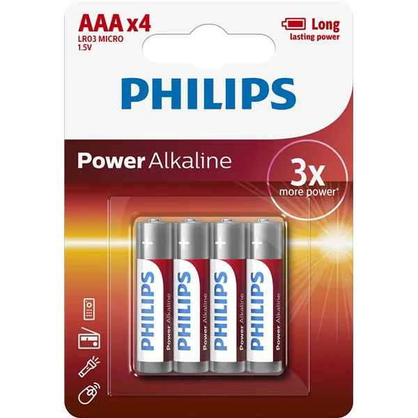 Pack de 4 Pilas AAA Philips LR03P4B/10/ 1.5V/ Alcalinas