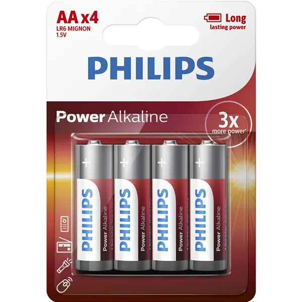 Pack de 4 Pilas AA Philips LR6P4B/10/ 1.5V/ Alcalina