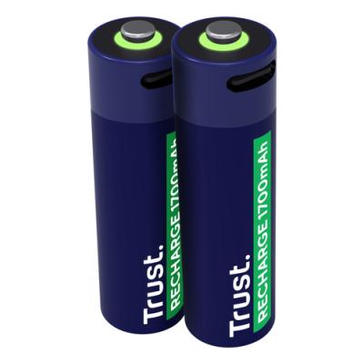 Pila Ecargable Trust Usb-c Aa 1700 Mah Pack De Dos Unidades