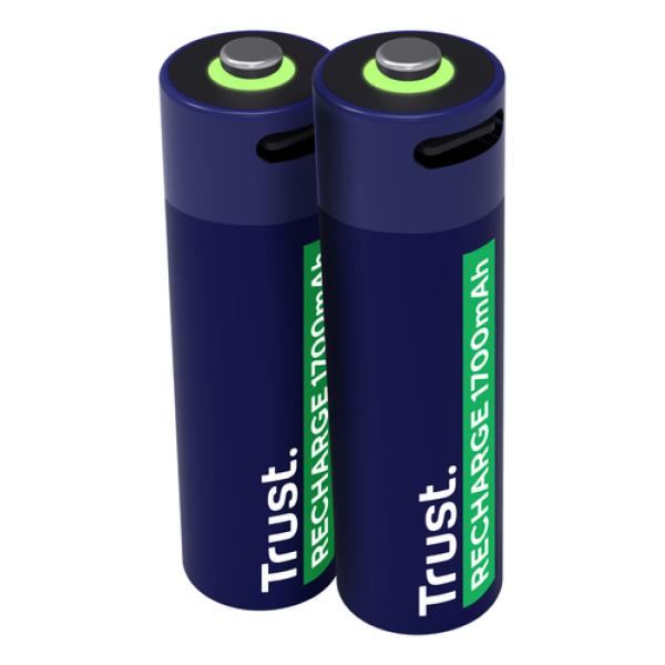 Pila Ecargable Trust Usb-c Aa 1700 Mah Pack De Dos Unidades 25584