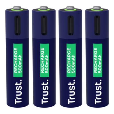 Pila Recargable Trust Usb-c Aaa 500 Mah Pack De Cuatro Unidades