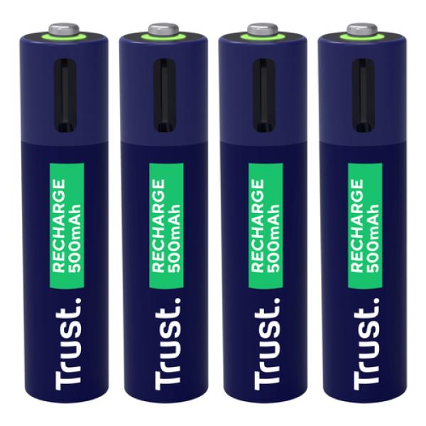 Pila Recargable Trust Usb-c Aaa 500 Mah Pack De Cuatro Unidades 25671