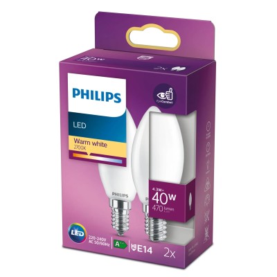 Bombilla Led Philips LED Classic/ Casquillo E14/ 4.3W/ 470