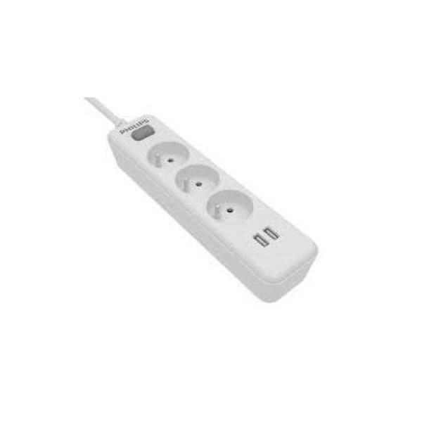 Regleta Alimentacion Para Pc Philips Spn3032wa/19 Color Blanco 2 Usb Proteccion Contra Sobretensiones