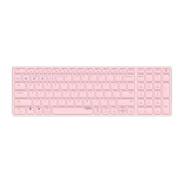 Teclado Rapoo Wireless Y Bluetooth E9700m Portugues 2.4ghz Bt 3.0 5.0 Diseño Ultrafino Bateria Rosa Base Aluminio Multi Mode