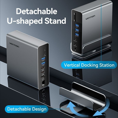 Docking USB Tipo-C Vention TPUH0/ 2xHDMI/ 1xDisplayPort/ 3xUSB