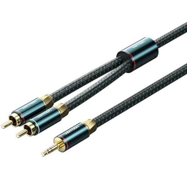 Cable Audio Vention BCSGF/ 2x RCA Macho - Jack 3.5 Macho/ 1m/ Verde y Negro