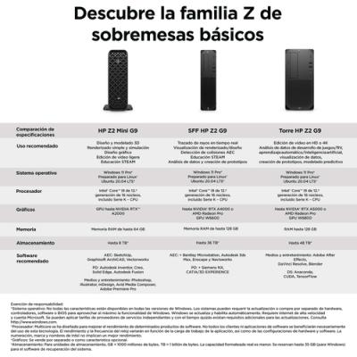 Hp z2 g9 torre i9-13900k 32gb 1tb w11pro