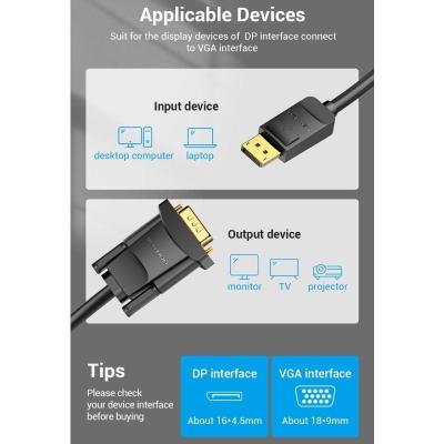 Cable Conversor Vention HBLBI/ VGA Macho - DisplayPort Macho/